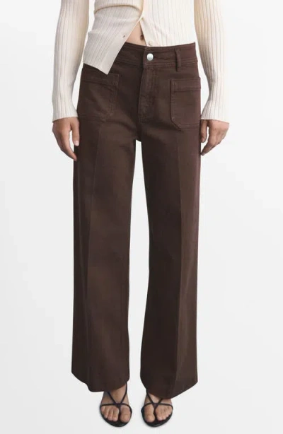 Mango Jessie Patch Pocket Wide Leg Jeans In Brown