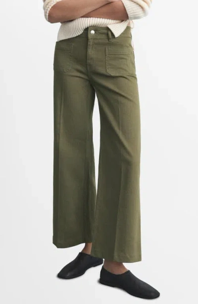 Mango Jessie Patch Pocket Wide Leg Jeans In Green