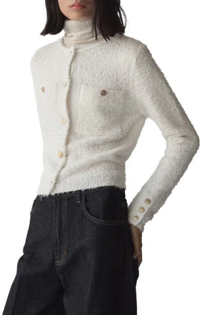 Mango Jewel Button Tweed Jacket In Ecru