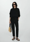 Mango Elastic Waist Jogger Trousers In Black