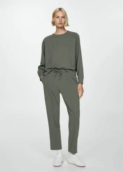 Mango Jogger Seams Pants Khaki In Khaki