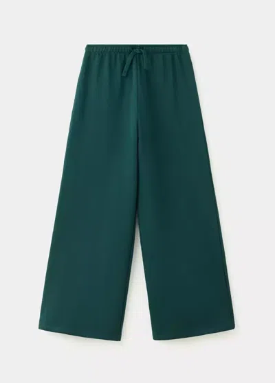 Mango Kids' Jogger Wide Leg En Coton In Green