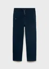 Mango Kids' Cotton Joggers With Elastic Waist Dark Navy In Blue