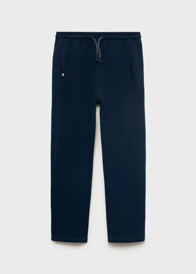 Mango Kids' Cotton Joggers With Elastic Waist Dark Navy In Blue