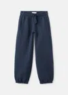 Mango Cotton Joggers With Elastic Waist Dark Navy In Blue