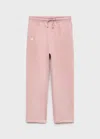 Mango Cotton Joggers With Elastic Waist Pink In Pink