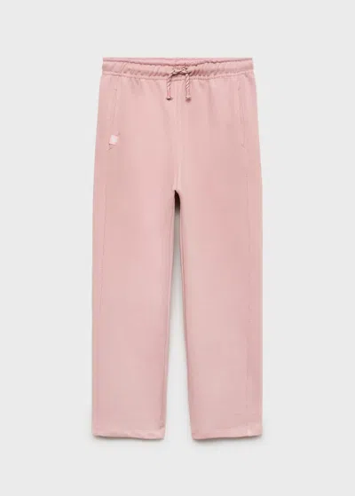 Mango Kids' Cotton Joggers With Elastic Waist Pink