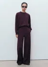 Mango Jogger Pants With Elastic Waist In Burgundy
