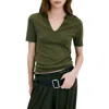 Mango Fitted Fine-knit Polo In Green