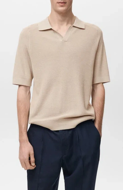 Mango Johnny Collar Polo Sweater In Neutral