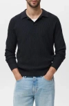 Mango Johnny Collar Rib Polo Sweater In Blue