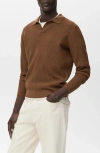 Mango Johnny Collar Rib Polo Sweater In Brown