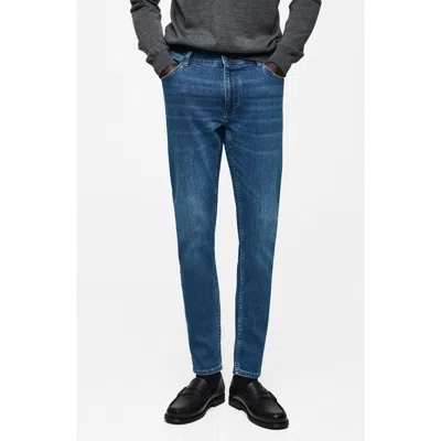 Mango Jude Skinny Fit Stretch Denim Jeans In Dark Blue