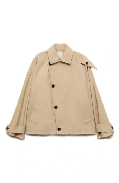 Mango Julia Asymmetric Trench Coat In Light Beige