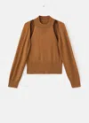 Mango Jumper With Cardigan-style Detailing Medium Brown In Brown