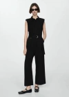 Mango Jumpsuit With Belt Clips Black In Black