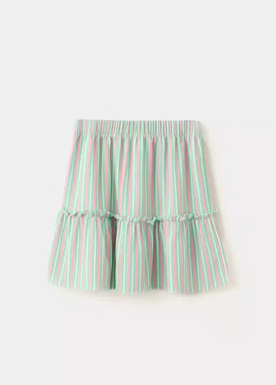 Mango Kids' Jupe À Rayures Avec Volants In Pink