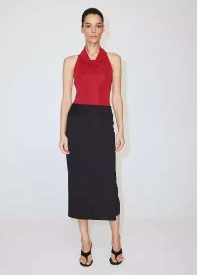 Mango Fitted Ruched Skirt In Charcoal