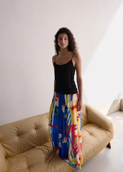 Mango Jupe Asymétrique Imprimée In Blue