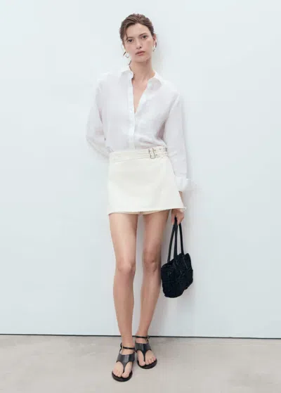 Mango Jupe Blanc - Femme - L -