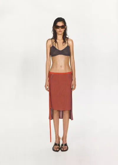 Mango Jupe Côtelée Superposition In Red