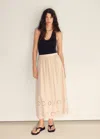 Mango Eyelet Embroidered Cotton Midi Skirt