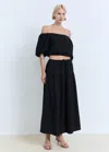 Mango Cotton Drawstring Skirt Black
