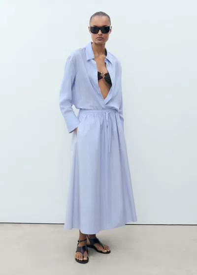 Mango Flared Cotton Skirt Sky Blue