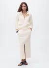 Mango Nora Sweater Knit Midi Skirt In Neutral