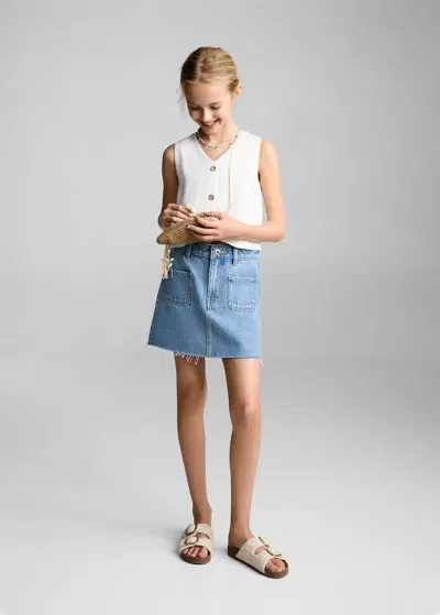 Mango Kids' Denim Short Skirt In White