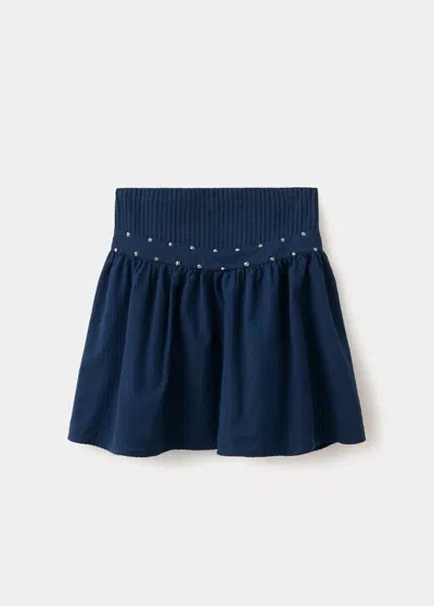 Mango Kids' Jupe Courte Froncée Détail Sequins In Blue