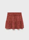 Mango Printed Short Skirt In Brown
