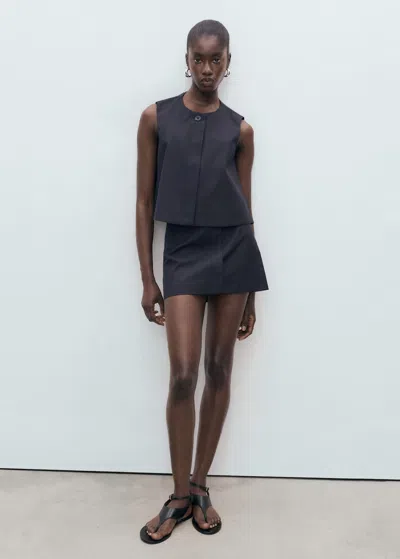 Mango Pinstriped Short Skirt Navy In Blue