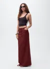 Mango Jupe Crayon Longue Fendue Bordeaux - Femme - Xl -  In Burgundy