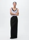 Mango Jupe Crayon Longue Fendue Noir - Femme - Xl -  In Black