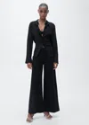 Mango Pintuck Tailored Flare Pants In Black In Noir