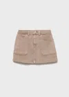 Mango Denim Cotton Skirt In Neutral