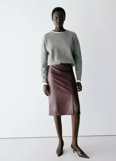 Mango Jupe Droite Similicuir In Gray