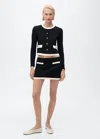 Mango Cotton Contrast Skirt In Black
