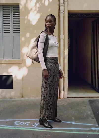 Mango Jupe En Gaze À Imprimé Paisley In Noir