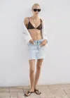 Mango Jupe En Jean Bas Effiloché Bleu Clair - Femme - 4xl -
