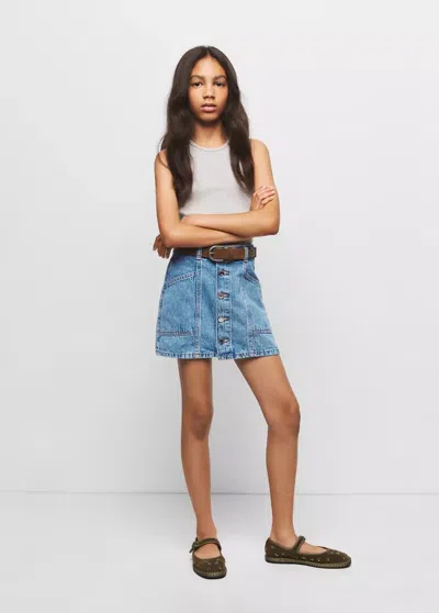 Mango Kids' Jupe En Jean Boutons In Blue