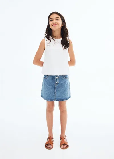 Mango Kids' Denim Paperbag Skirt In White