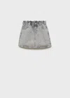 Mango Kids' Denim Paperbag Skirt In Gray