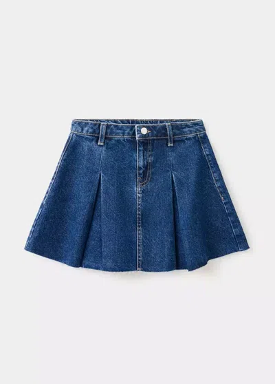 Mango Kids' Jupe En Jean Plissée In Blue