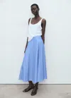 Mango Striped Linen-blend Skirt In Blue