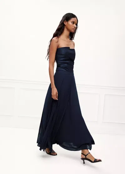Mango Jupe En Mousseline Avec Coutures In Bleu Marine