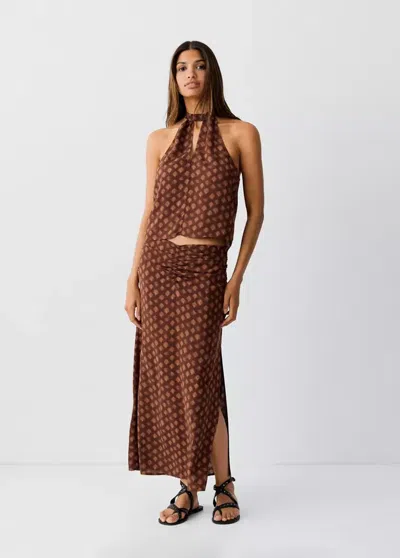 Mango Jupe En Mousseline Imprimée Rouge-orangé In Brown