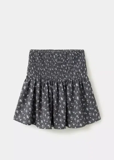 Mango Kids' Jupe Fleurie Froncée In Gray
