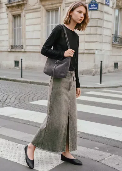 Mango Jupe Jean Fendue In Animal Print